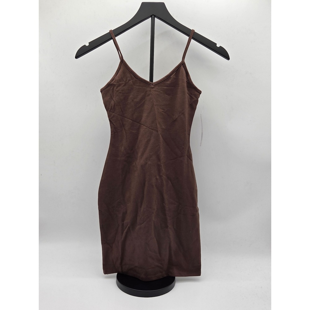 Wild Fable Women's XXS Brown V-Neck Cami Bodycon Mini Dress NWT 101-545
